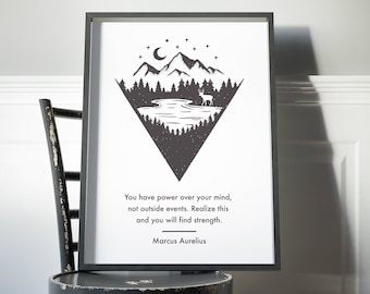 Marcus Aurelius Quote Print | Stoicism Night Sky Abstract Art | Gallery Wall Set