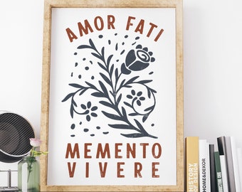 Amor Fati | Memento Vivere | Boho Wall Art | Burnt Orange | Poster Print