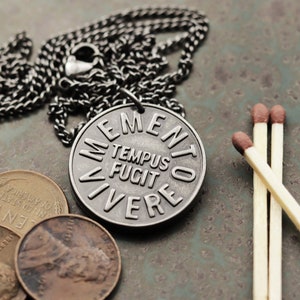 Memento Mori Amor Fati Embossed Pendant Necklace