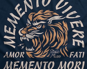 Memento Vivere Amor Fati Memento Mori Tiger Graphic Unisex T-shirt