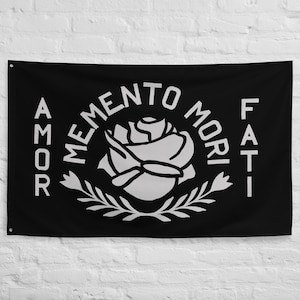 Memento Mori Amor Fati Stoic Quote Flag