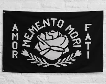 Memento Mori Amor Fati Stoic Quote Flag