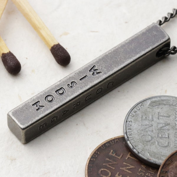 The Four Stoic Virtues Engraved Pendant Bar Necklace