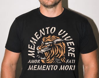 Memento Vivere Amor Fati Memento Mori Tiger Graphic Unisex T-shirt