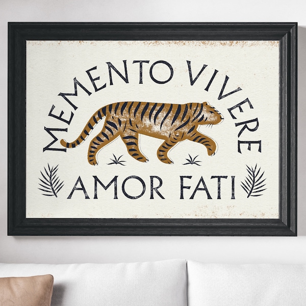 Memento Vivere | Amor Fati | Boho Jungle Wall Art | Burnt Orange | Poster Print
