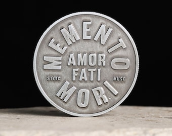 Stoic Challenge Coin Memento Mori Amor Fati Memento Vivere Tempus Fugit