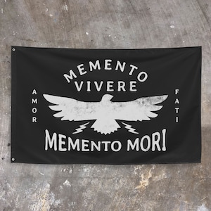 Memento Mori Amor Fati Memento Vivere Falcon Graphic Flag