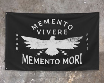 Memento Mori Amor Fati Memento Vivere Falcon Graphic Flag