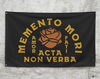 Memento Mori Amor Fati Acta Non Verba Stoic Muse Flag