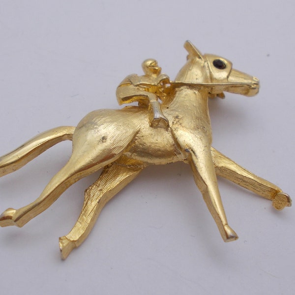 Vintage Pell Brooch Horse & Rider Equestrian Pin