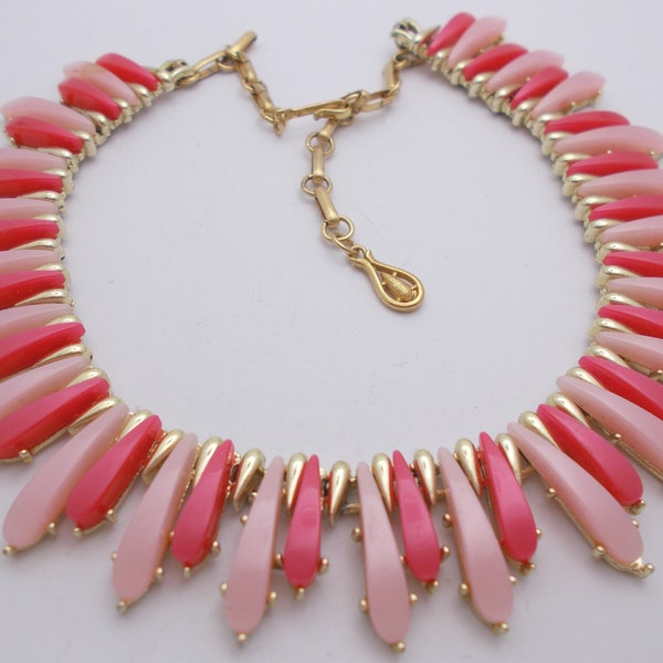 Vintage Coro Necklace Pink Thermoset Plastic - 16" Choker, Collar