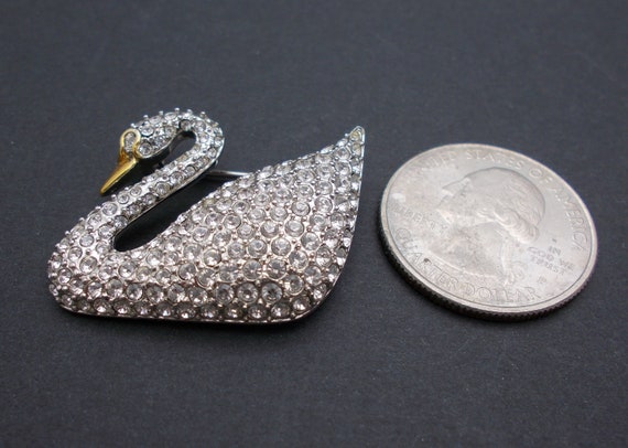 Vintage Swarovski Brooch Crystal Swan Figural Sig… - image 4