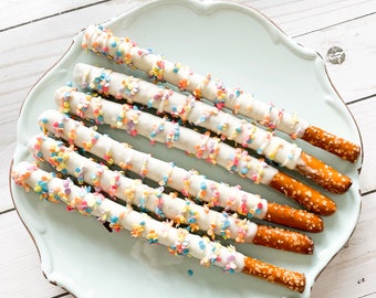 Confetti Themed Pretzels Rods | Birthday Treats