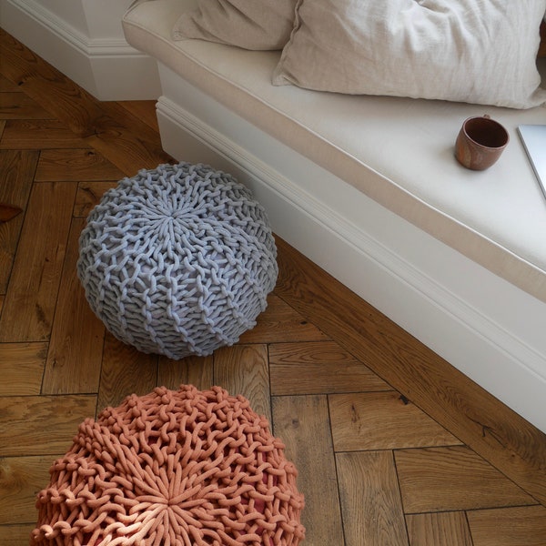 Chunky Knitted Pouffe Footstool