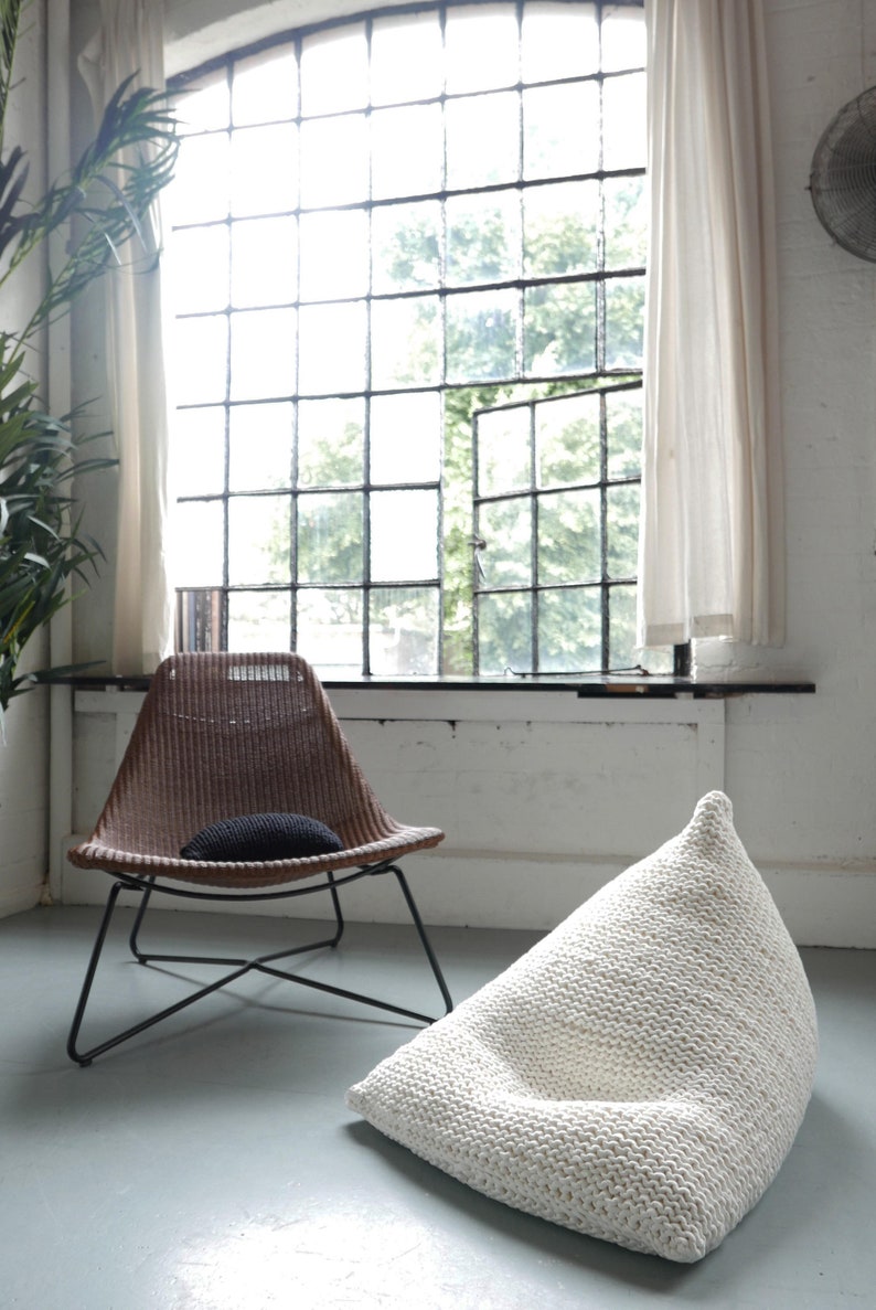 Hand Knitted Pearl Wedge Bean Bag