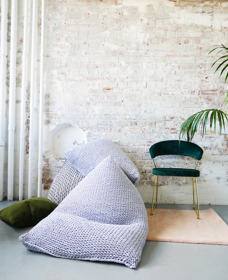 Hand Knitted Pearl Wedge Bean Bag
