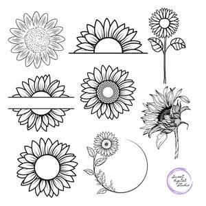 Pacchetto girasole svg, girasole svg, girasole png, trasferimento cricut girasole, taglio cricut, trasferimento svg, girasole