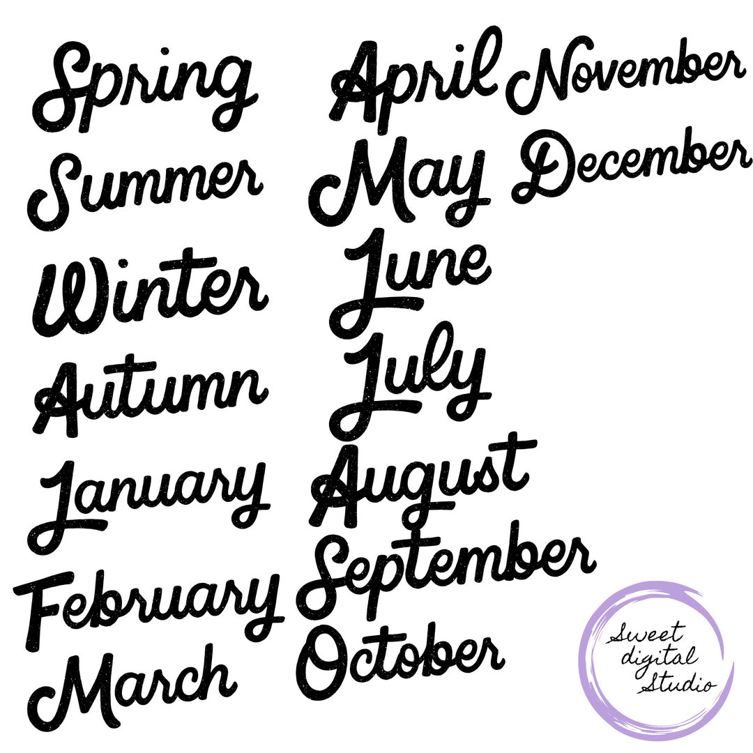 Month Bundle Svg, Season Bunble Svg, Months Svg, Seasons Svg, Calendar