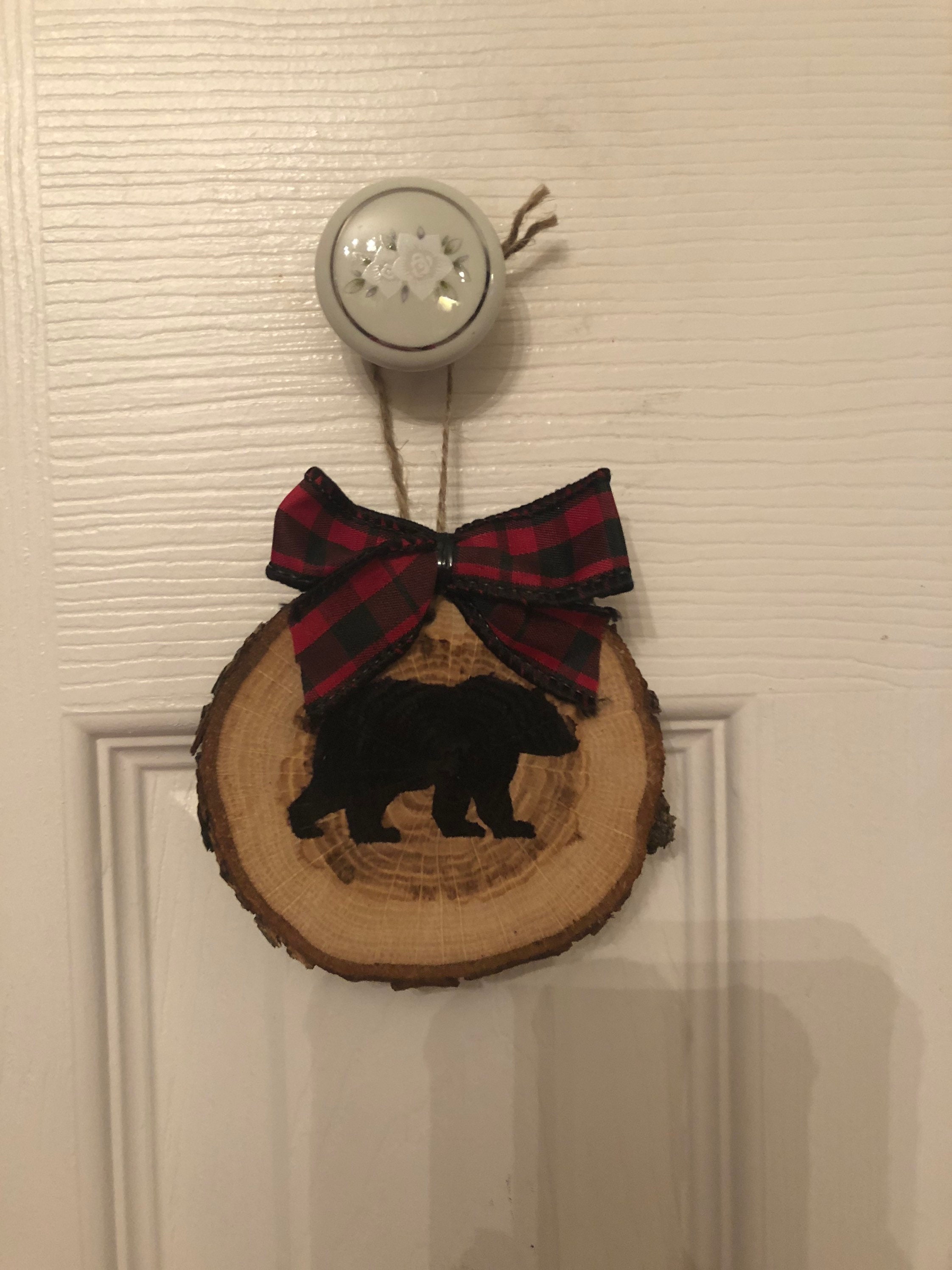 Wooden Bear Ornament Etsy
