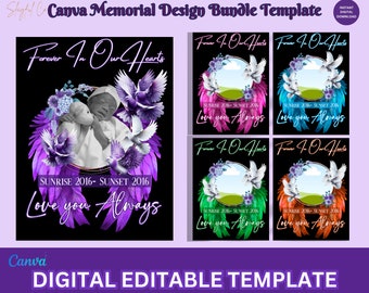 Memorial Canva T-Shirt Design Bundle, In Loving Memory, Memorial T-shirt Design, Editable Canva, Loss of Baby Design