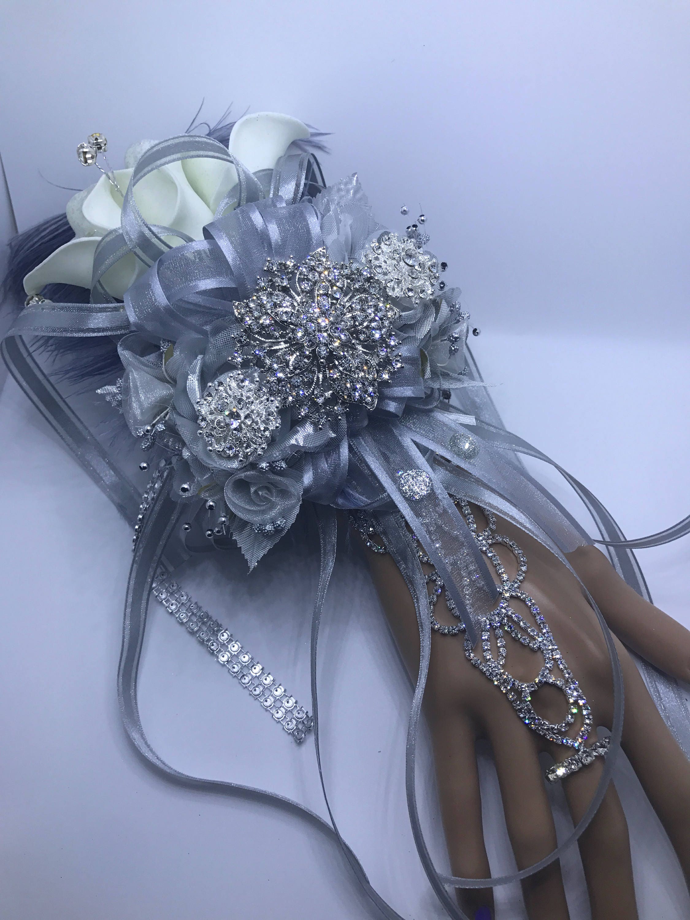 Wrist Corsage with Feathers Rhinestone CorsageBridesmaid Etsy