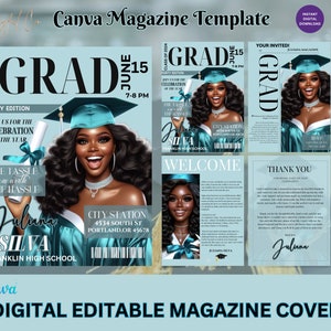 Graduation Magazine Cover, Magazine Cover Prom, Homecoming, Graduation Party Invitation, Grad Announcement, High school, College