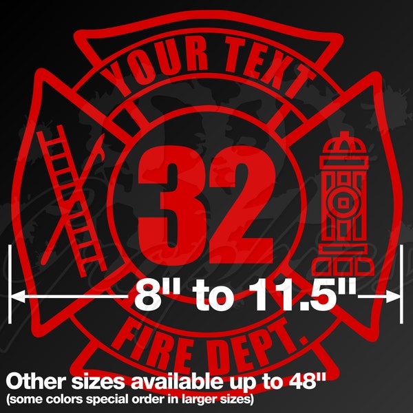 Custom large size fire fighter maltese cross decal /sticker over 40 colors fire department