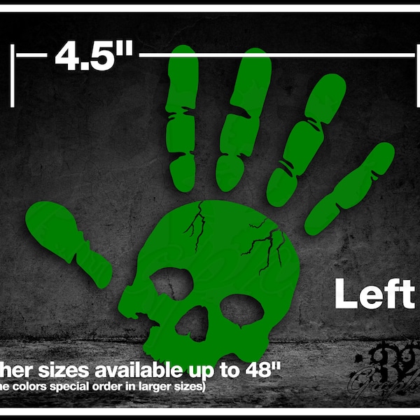 Skull wave- handprint -vinyl decal / sticker over 40 colors car truck off road wave