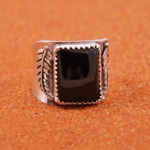 onyx ring-sterling silver-handmade-native american jewelry-southwest style-gift
