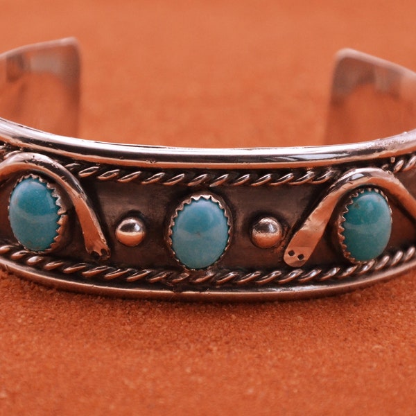 Native American bracelet-arizona turquoise-silver 925/1000-rattle snakes-gift idea-navajo jewelry-artisanal-bohemian