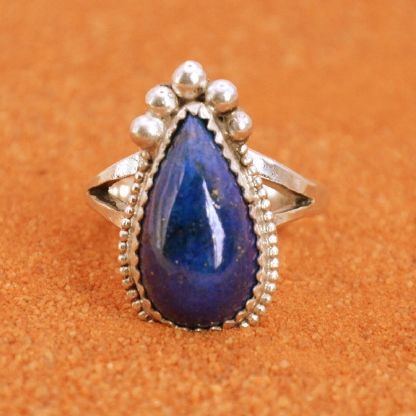 bague lapis lazuli-argent 925/1000-bijoux amerindiens-femme-idée cadeau-pièce unique-boho