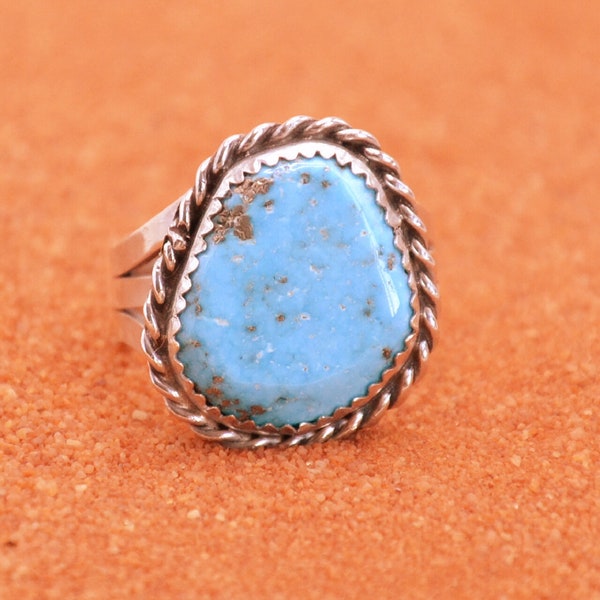 bague turquoise-chevaliere homme-idee cadeau-argent-bijoux amerindien-turquoise kingman-boheme