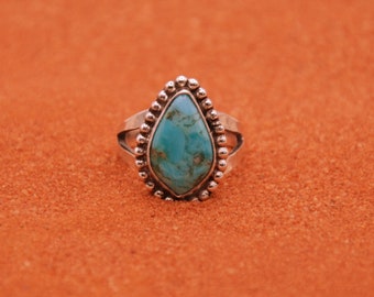 Bague turquoise mojave-argent 925/1000-bijoux amérindiens-artisanat-pour femme-idée cadeau-bohème-navajo