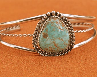 Old Navajo Bangle With Turquoise – Filigree Handcrafted From 925