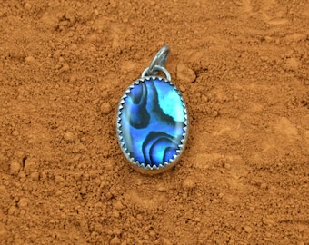 Colgante mixto abulón, cáscara de paua azul, plata 925/1000, hecho a mano