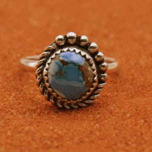 turquoise ring-woman and girl-golden hill stone-sterling silver-gift jewelry-native american-boho-navajo style