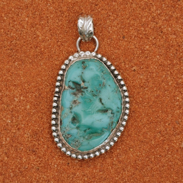 pendentif turquoise kingman-argent 925/1000-bijoux navajo-pièce unique-idée cadeau-bohème-western et country