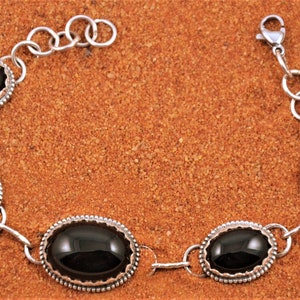 Pulsera de ónix-joyas nativas americanas-plata 925/1000-artesanía-boho-idea de regalo-garantizada
