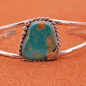 kingman turquoise cuff-sterling silver-adjustable-native american-unique piece-boho-gift bracelet
