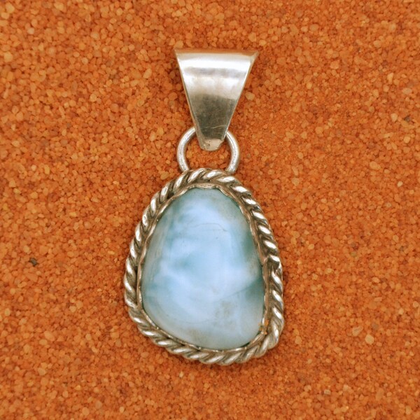 Larimar pendant-sterling silver-unisex-native american jewelry-unique piece-boho