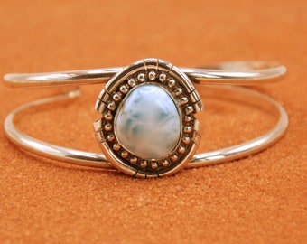 Bracciale in argento larimar, gioiello nativo americano, regalo per uomo e donna, stile Navajo, regolabile, unico, bracciale country