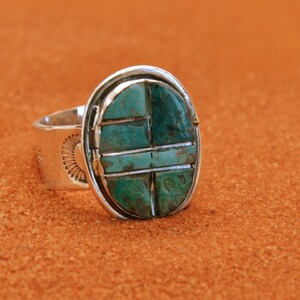 Men ring-navajo style-native american-southwest jewelry-sterling silver-gift-kingman turquoise