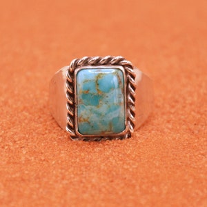 Herrsignetring - 925 sterlingsilver - turkos - presentidé - Indiansmycken - handgjorda - Navajo-stil