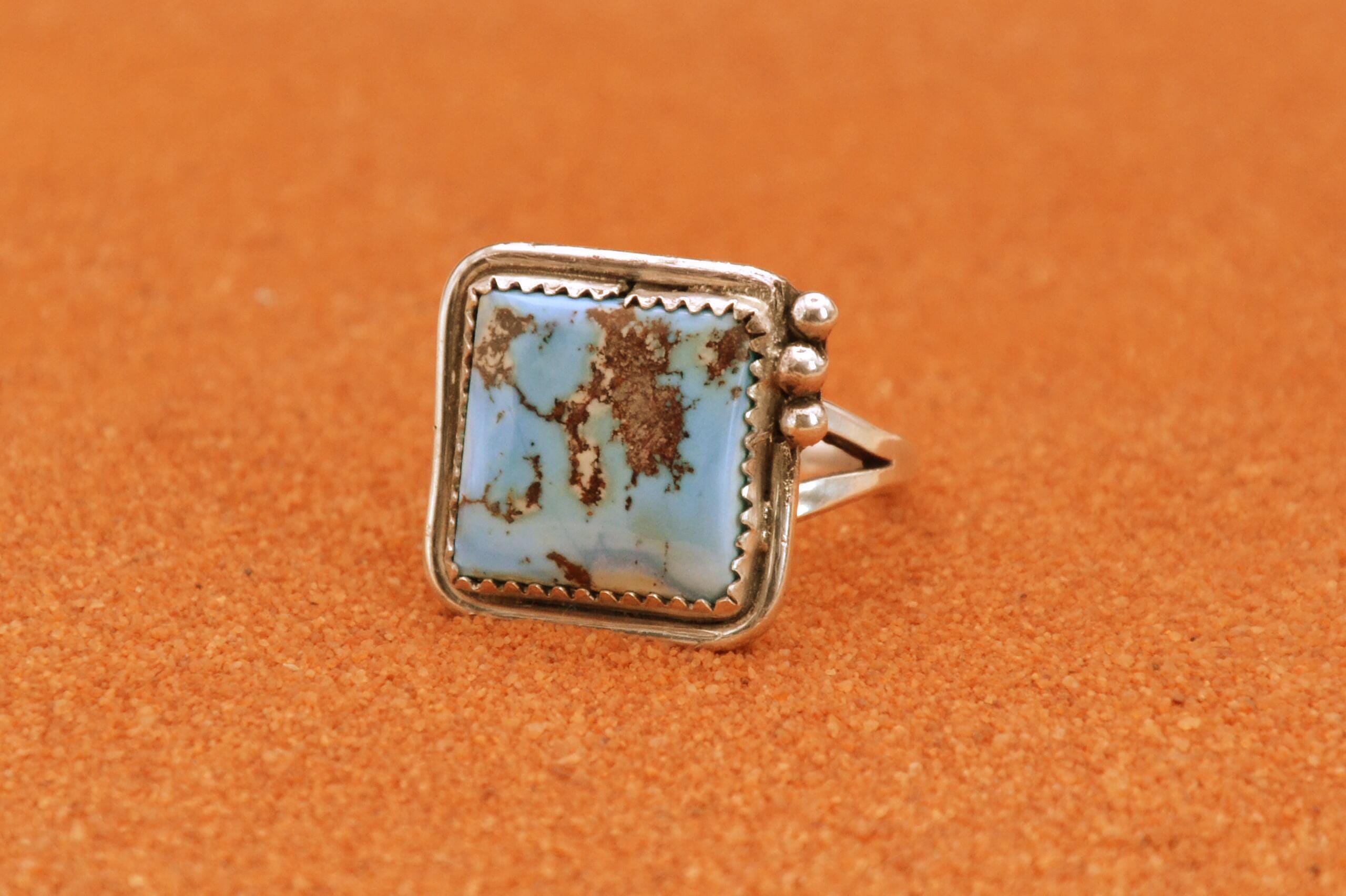 Turquoise Ring-ntaive American Jewelry-navajo Style-golden Hill