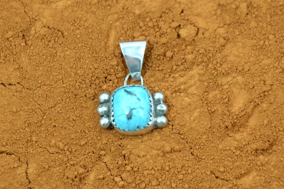 Pendentif turquoise mixte, bijou amérindien, argent 925/1000, turquoise arizona, fait main