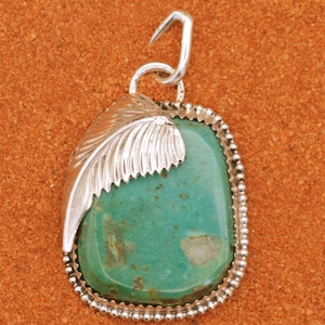 Native american-turquoise pendant-kingman-sterling silver-navajo-gift jewelry-handmade