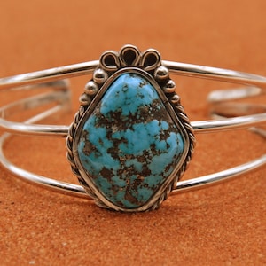 Damenarmband-türkiser Kingman-Indianerschmuck-Silber 925/1000-Geschenkidee-Navajo-Stil-handgefertigt