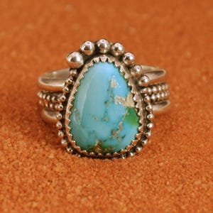 women ring-sonoran gold turquoise-navajo-native american-gift-unique-sterling silver