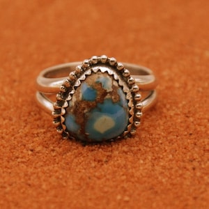ring-golden hill turquoise-sterling silver-gift ring-native american-woman jewelry-navajo style-boho
