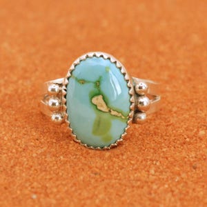 Woman ring-sterling silver-sonoran gold turquoise-gift ring-navajo style-native american-unique